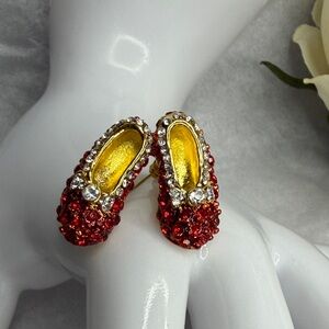 Elegant Red Crystal Shoe Brooch